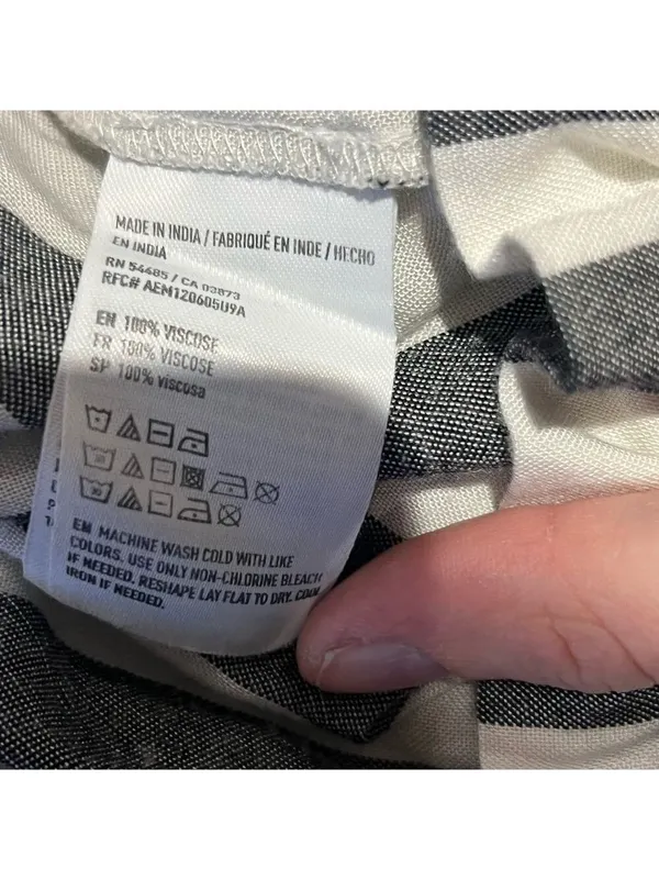 American Eagle Outfitters Gray White Striped Paperbag Pants - Image 7
