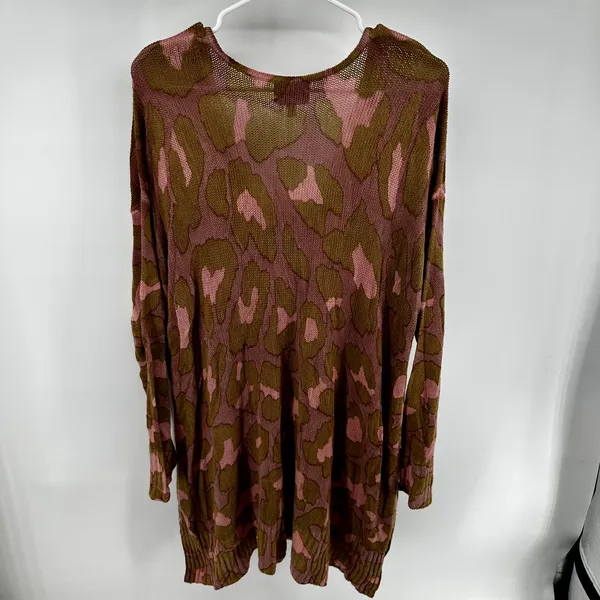 Show Me Your Mumu Hug Me Sweater Oversized Knit High Low Rosy Leopard Me M NWT - Image 6