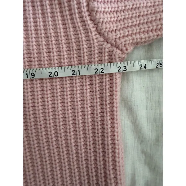 Alex Mill Womens Sweater Med Pink Merino Wool Cashmere Mock Neck Chunky - Image 8