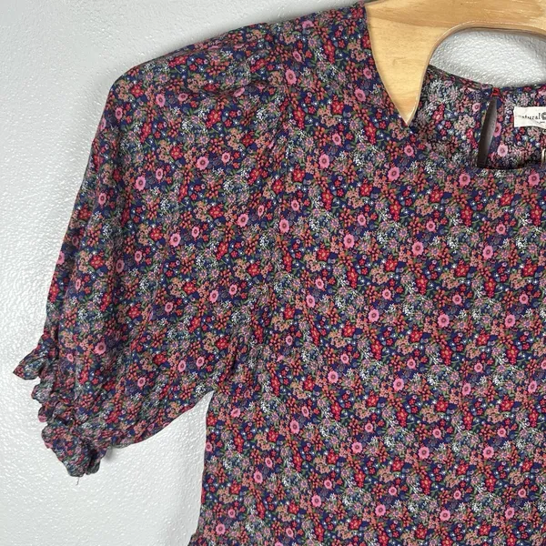 NEW Natural Life Blair Floral Mini Dress Autumn Blossom Short Sleeve Medium Boho - Image 2