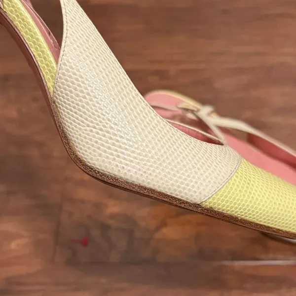 Escada Butter Yellow Slingback Heels Retro Minimalist Quiet Luxury Career - Image 6