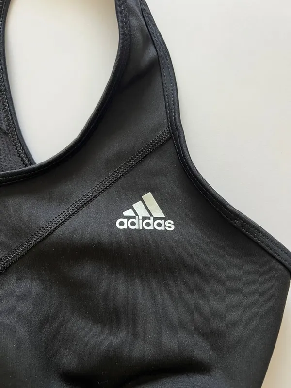 adidas Black Racerback Performance Sports Bra with Logo - Image 3