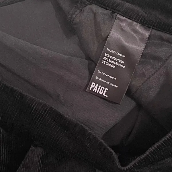 PAIGE Tinesha Corduroy Wide Leg High Rise Pants Solid Black Stretch Size 10 - Image 13