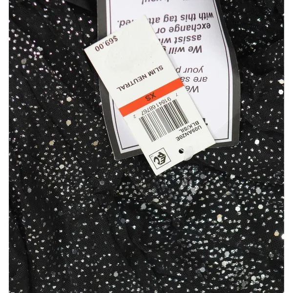 NWT B Darlin Glitter-Knit Off-the-Shoulder Dress U09AN20E Black / Silver XS - Image 6