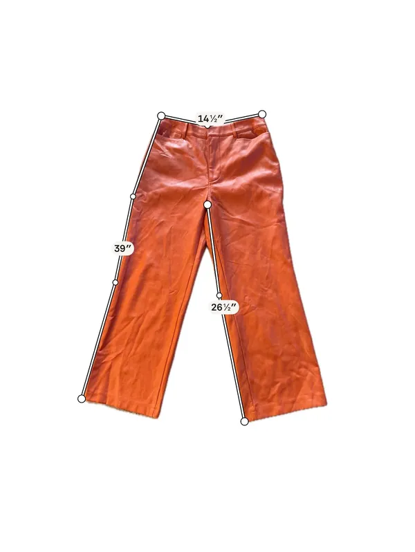 Avec Les Filles Orange Faux Leather Wide Leg Pants Size M - Image 5
