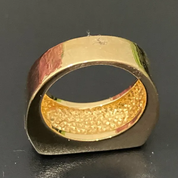 Vintage 18KGE Gold Electroplated Pave Baguette Clear Stones Flat Top Unisex Ring - Image 6