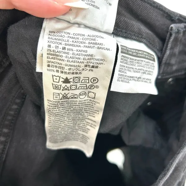 Levi's Mile High Wide Leg‎ Cropped Jeans Black Denim Size 24 - Image 11