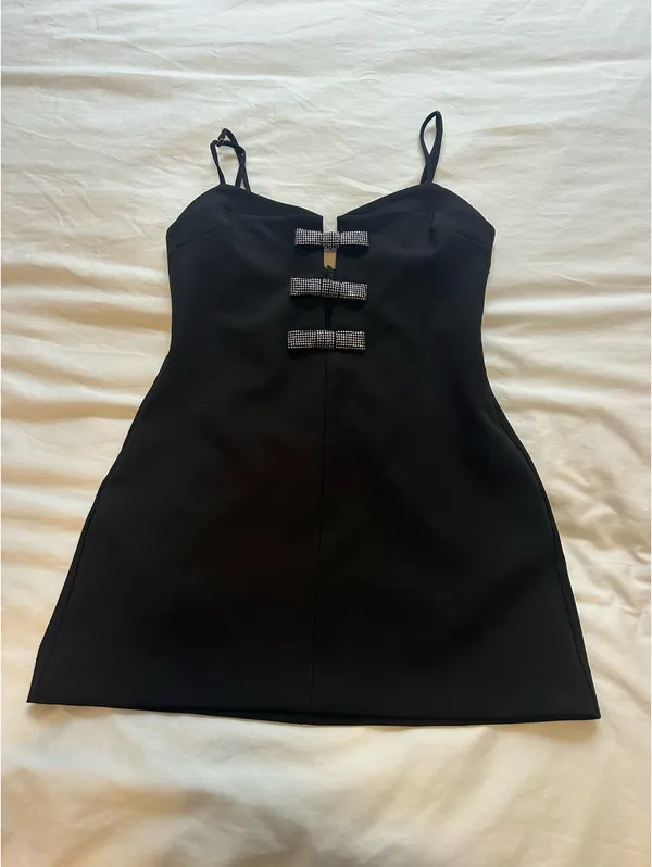 ZARA Bow Dress Black Mini - Image 3