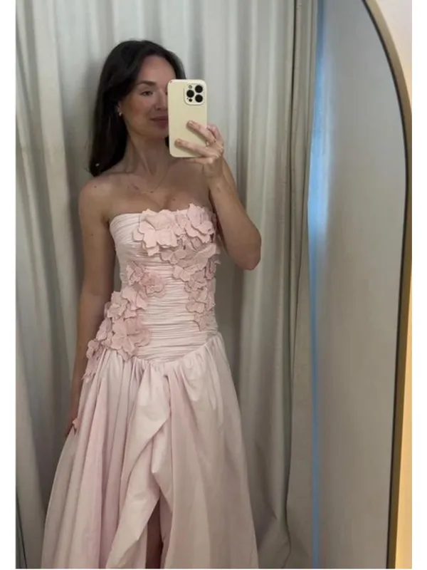 Aje Splendour Flower Applique Gown Pastel Pink Bubble Hem AU 14 US 10 Wedding - Image 9