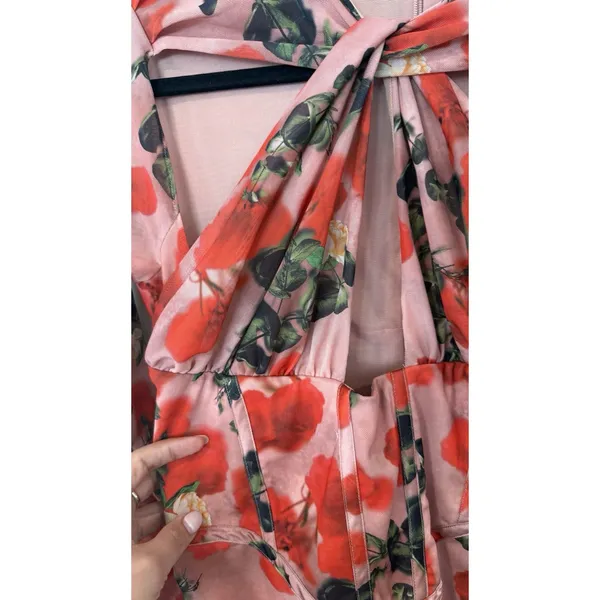 House of CB Adanna Rose Print Corset Mini Dress Size Large -3041 - Image 4