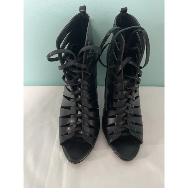 RARE ZARA HIGH HEEL Sandal STYLE HEELED BOOTS EU‎ 37size 6.5 Black - Image 2