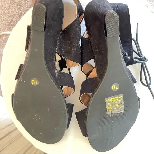 ANNA Black Lace-Up‎ Wedges, Size 9.5 - Image 5