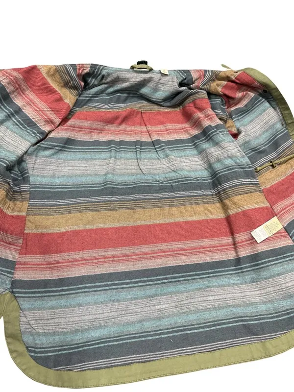 LL Bean wms olive green sherpa collar plaid lined field jacket sz M SKU 10-782 - Image 14
