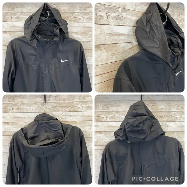 Nike Womens M Jacket‎ Reversible Black Fit Dry Hidden Hood Running Cycling Logo - Image 7