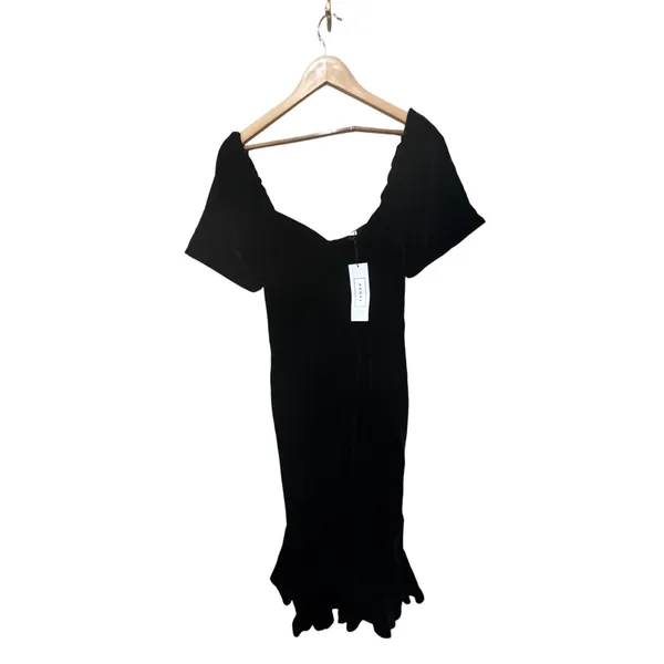 RHODE Sweetheart Velvet Ramona Slim Midi Dress in Jet Black Size 4 New with Tags - Image 12