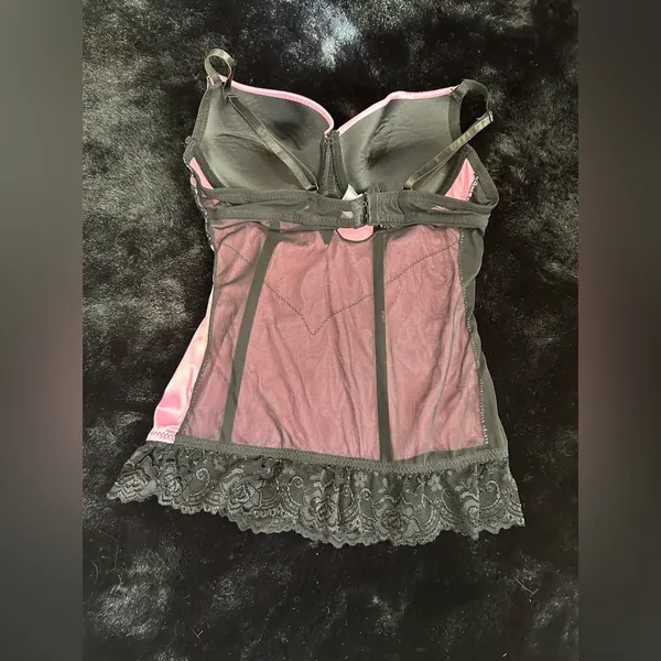 Felina Pink & Black Lace Bustier Corset - Small - Image 6