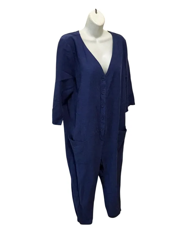 The Nines by HATCH 3/4 Sleeve Button-Front Maternity Jumpsuit Sz L Lagenlook - Image 2
