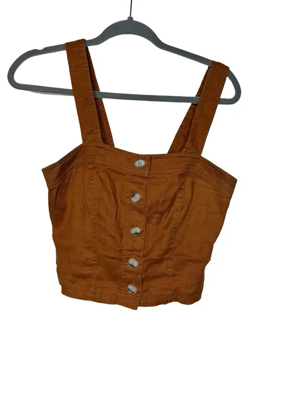 ✨🧡 Banana Republic Rust Linen Blend Button Front Crop Top Size‎ 2 Coastal 🧡✨ - Image 2