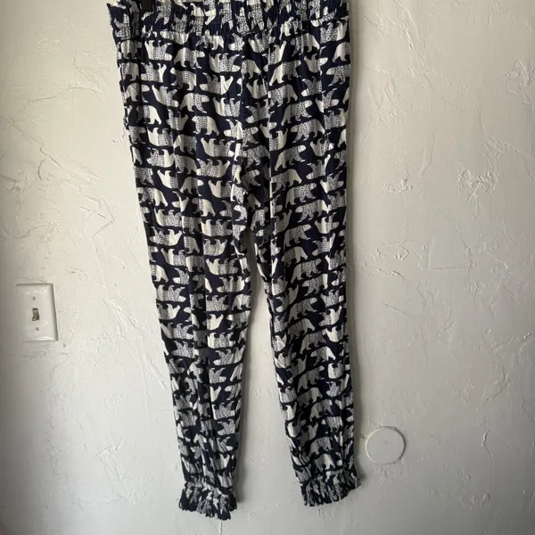 Aerie Lounge Pants White Polar Bear Print Elastic Waist Casual‎ Joggers Large - Image 4
