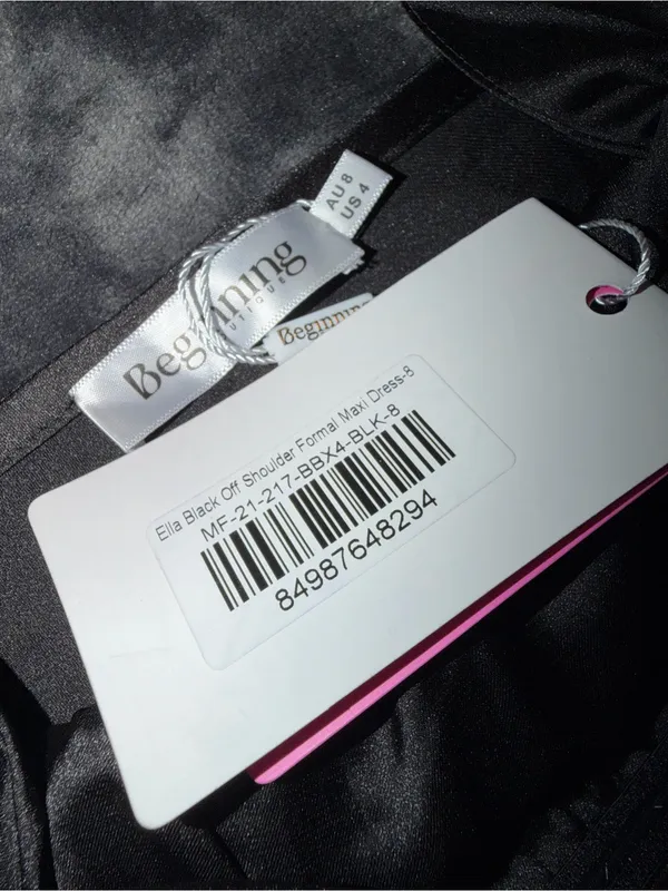 Beginning Boutique Ella Black Off Shoulder Formal Maxi Dress Size 4 New with tag - Image 12