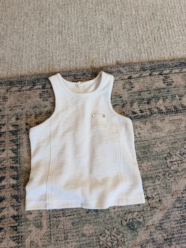 Anthropology pilcro white cropped racer back studded tank top XXS - Image 2