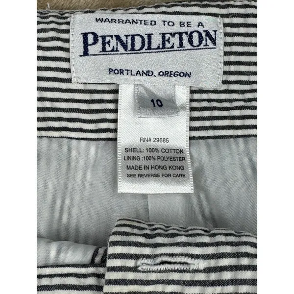 Pendleton Gray and White Seersucker Straight Leg Trousers Size 10 Cuffed Stripes - Image 2