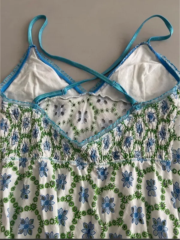 2000s Victoria's Secret blue and green floral slip Size S - Image 3