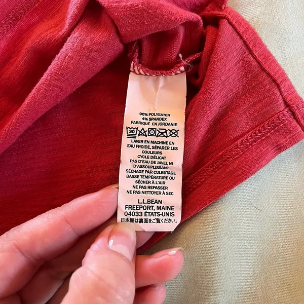 L.L Bean Women’s M Pullover Crew Neck Short Sleeve T Shirts Red And Green - Image 6
