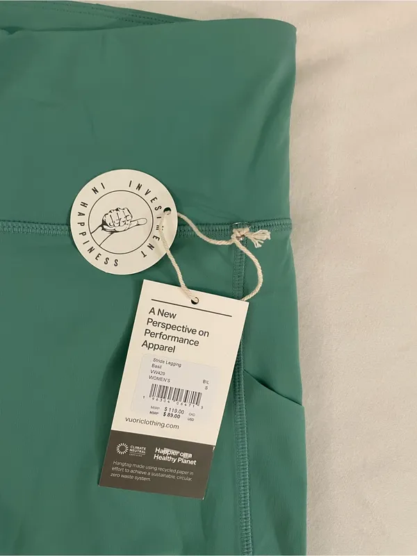 Vuori NWT Stride Leggings Basil High-Rise Pockets Size S - Image 7