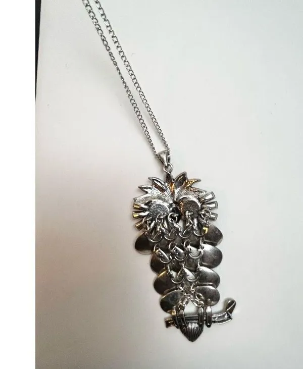 Black eyed own silver long necklace rhinestones and colorful! - Image 9