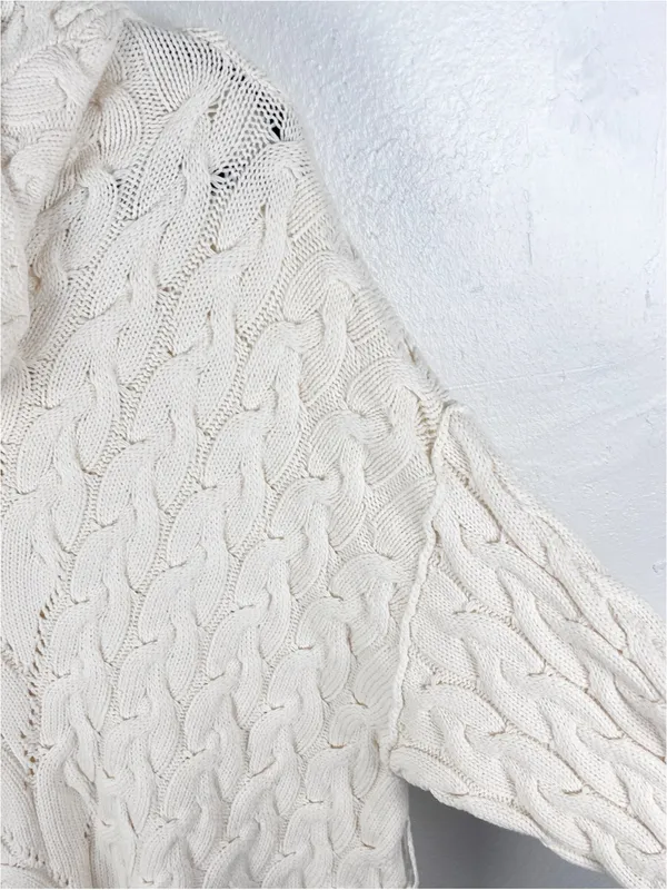 FREE PEOPLE For The Love Of Cables Knit Sweater Cream Turtleneck Sweater Dress - Image 6