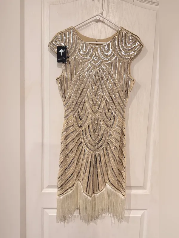 NWT Vijiv Flapper Dress Silver Size M - Image 2