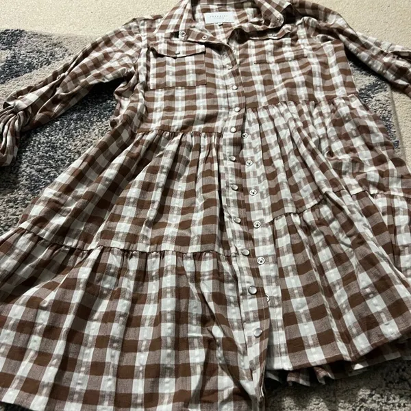 THE SHIRT Rochelle Behrens - Jules Dress in brown/cream plaid gingham‎ - Image 9