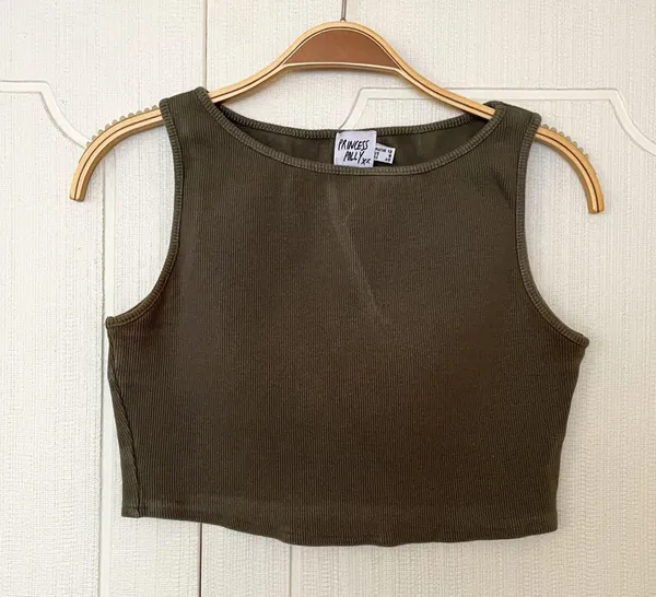 Princess Polly Darlington Crop Top in Khaki - Image 4