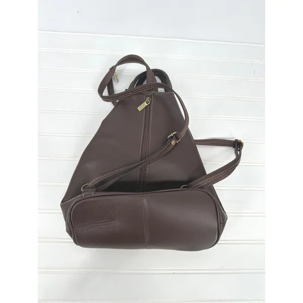 Tuscany Leather Backpack Purse Women OS Brown Leather Handmade Italy Sling Zip - Image 2