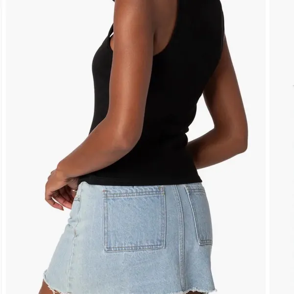 Edikted Black Scoop Neck Tie-Front Ribbed Tank Top - Image 3