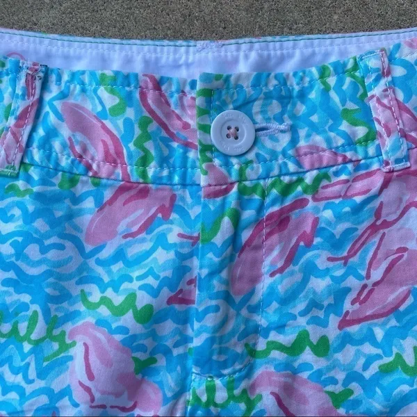 Lilly Pulitzer Lobstah Roll Callahan Shorts Womens 0 Green Pink White - Image 2