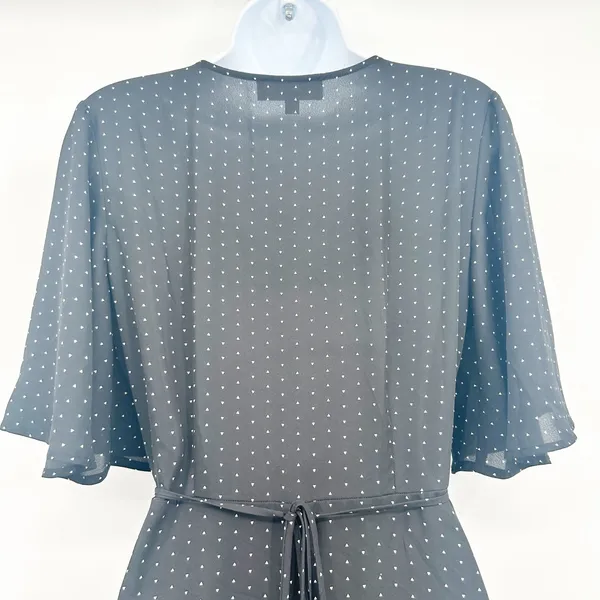 Lulus‎ Womens Farah Black Polka Dot Print Parisian Chic Midi Wrap Dress Size S - Image 5