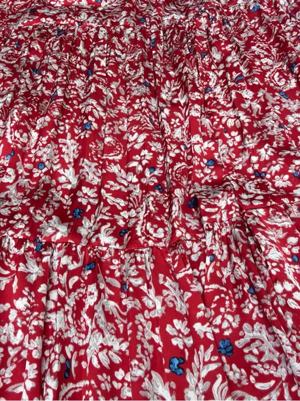 Zara Red Floral Maxi Skirt with White and Blue Accents - Image 4