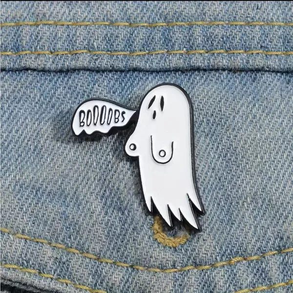 1pc‎ Ghost White Enamel Pin, Brooch Lapel Badge Cartoon Gothic Zinc Alloy Funky - Image 2