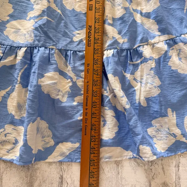 She+Sky Grace Blue Floral Tiered Crochet Trim Boho Prairie Sundress Midi Sz M - Image 6