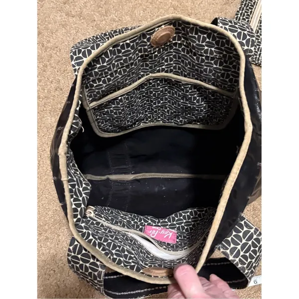 Fossil Black/Tan Key-Per Magnetic Closure Tote Bag Purse - Image 6