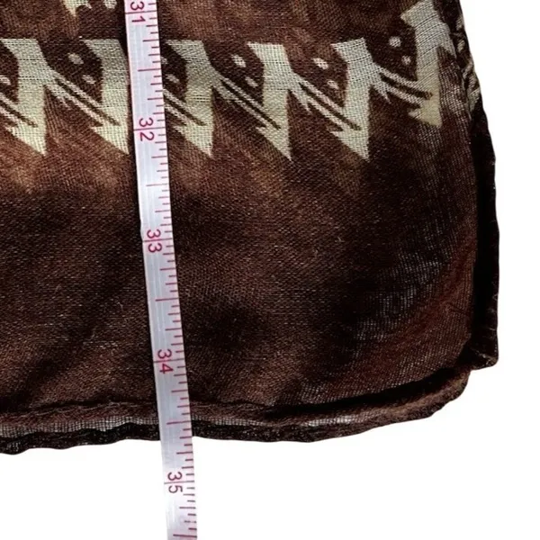Brown Cream Boho Viscose Pashmina Shawl Wrap Scarf Floral Geometric Print - Image 4