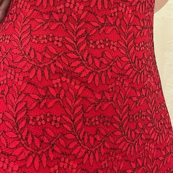 Dress the Population Nora Lace Halter Midi‎ Dress Red Black NWT Large Cocktail - Image 7