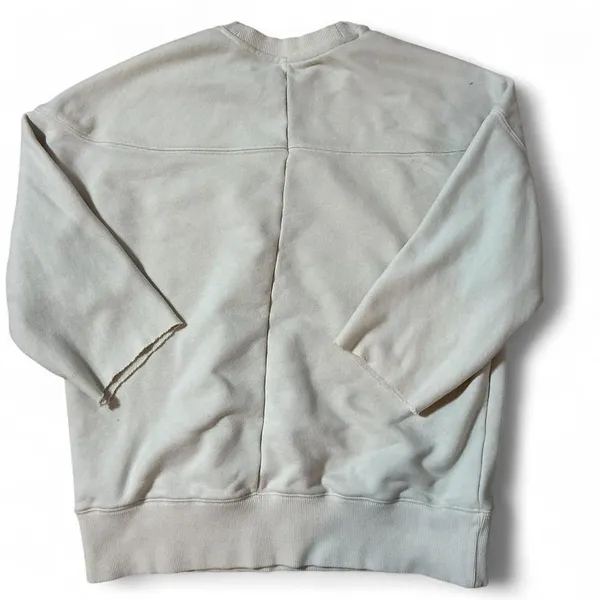 Vuori RAW HEM Oversized Sweatshirt Pullover Crew Neck 3/4 Sleeve‎ Beige XS FLAW - Image 4