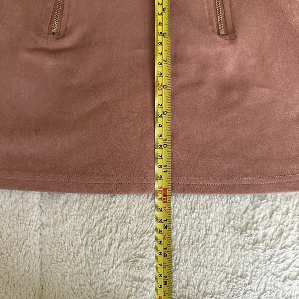 Pink Rose Faux Suede Mini Skirt‎ Dusty Rose Double Zipper XS - Image 7