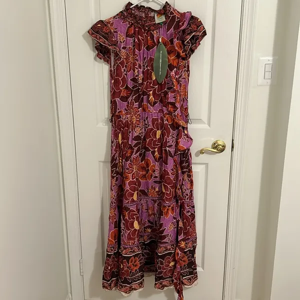 Farm Rio Sweet Floral Midi Dress In Sweet Floral Lilac NWT Size XL - Image 7