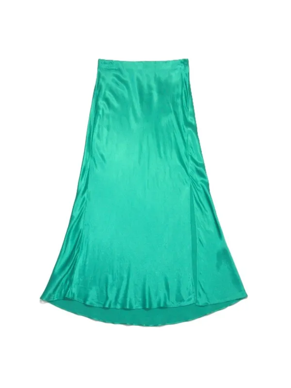 NWT Rails Maya in Jade Green Bias Cut Satin A-line Side Slit Slip Skirt XS - Image 5