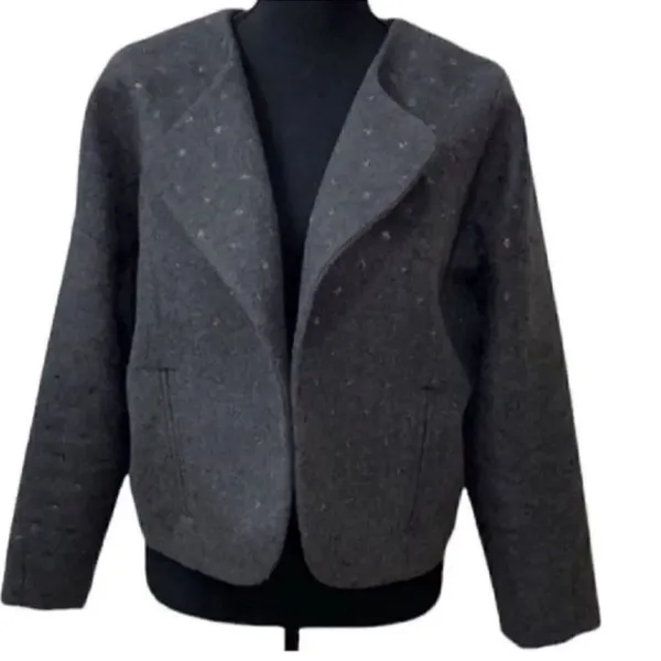 Chelsea28 Gray Crop Open Front Wool Blend Jacket (Size Large) - Image 2