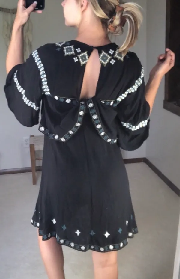 : Black Embroidered Dress - Image 2